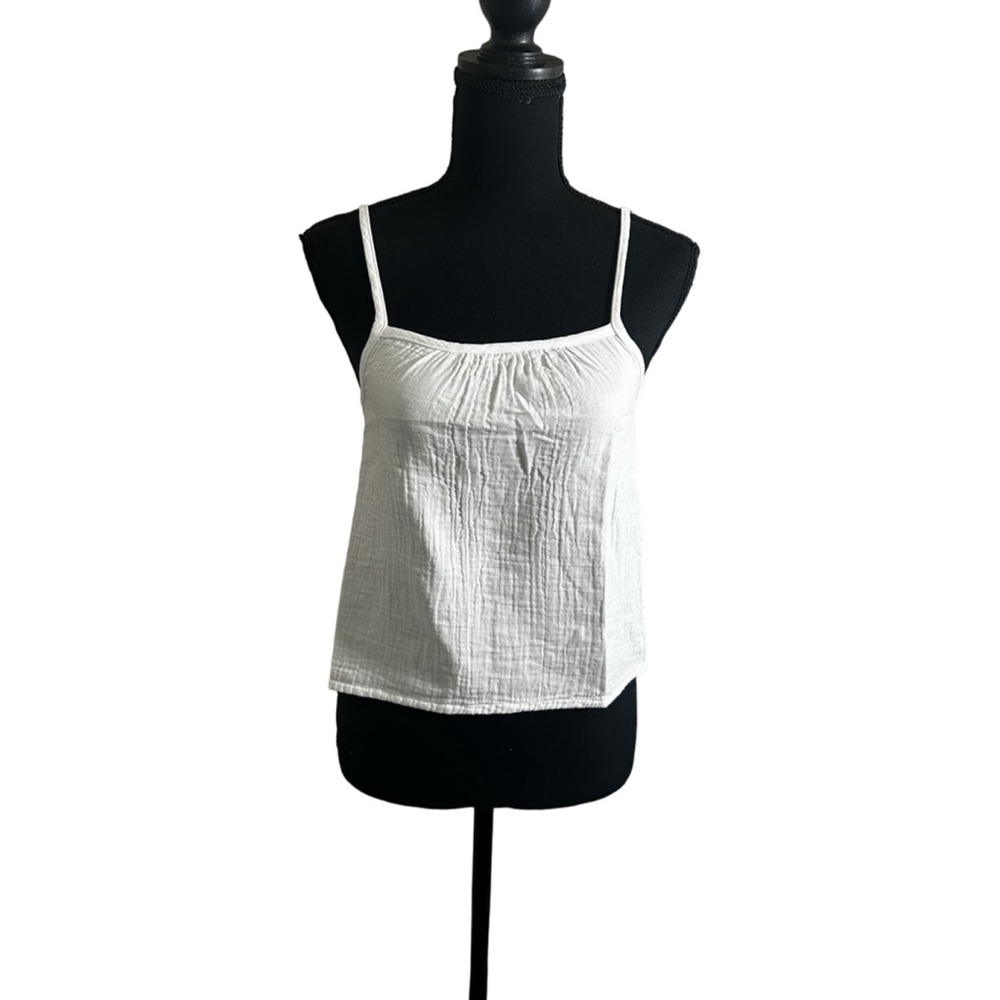 Bobi Los Angeles White Cotton Spaghetti Strap Tank Top, XS | NWT